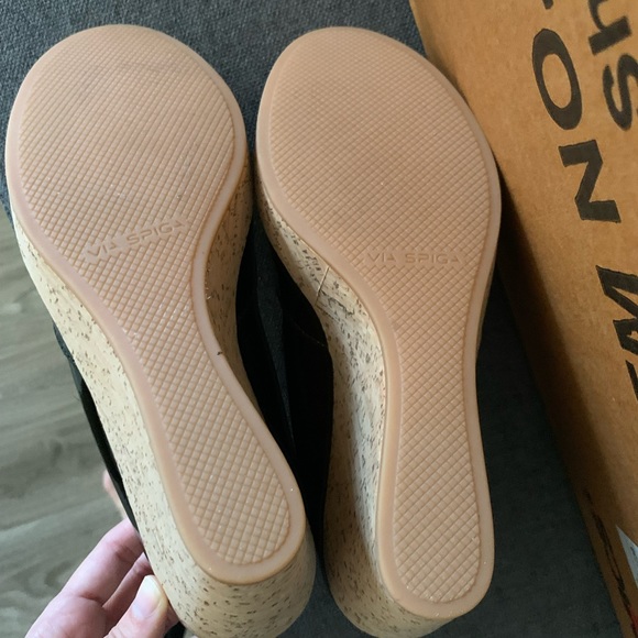 Black Via Spiga Cork Wedges - Picture 7 of 7